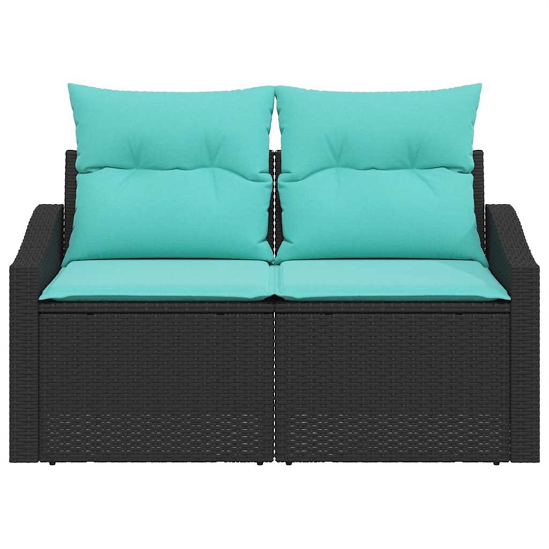 Afuera Living Contemporary Poly Rattan Garden Sofa With Cushion in Gray