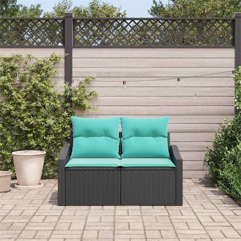 Afuera Living Contemporary Poly Rattan Garden Sofa With Cushion in Gray
