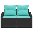 Afuera Living Contemporary Poly Rattan Garden Sofa With Cushion in Gray