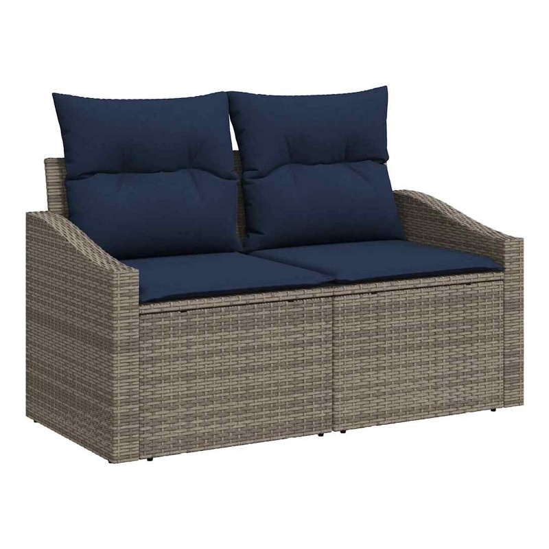 Afuera Living Contemporary Poly Rattan Garden Sofa With Cushion in Gray