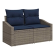 Afuera Living Contemporary Poly Rattan Garden Sofa With Cushion in Gray