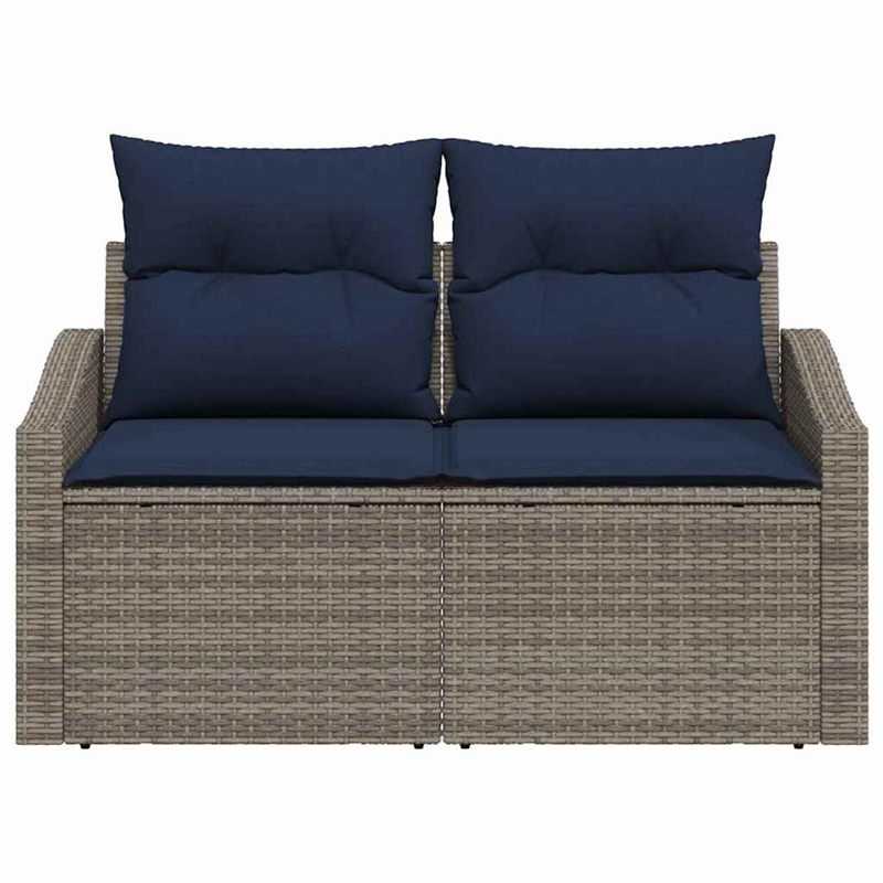 Afuera Living Contemporary Poly Rattan Garden Sofa With Cushion in Gray