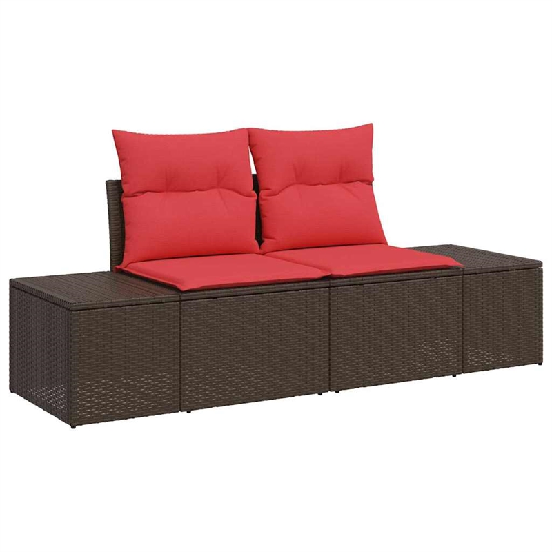 Afuera Living Brown Poly Rattan Garden Sofa With Cushions in Red