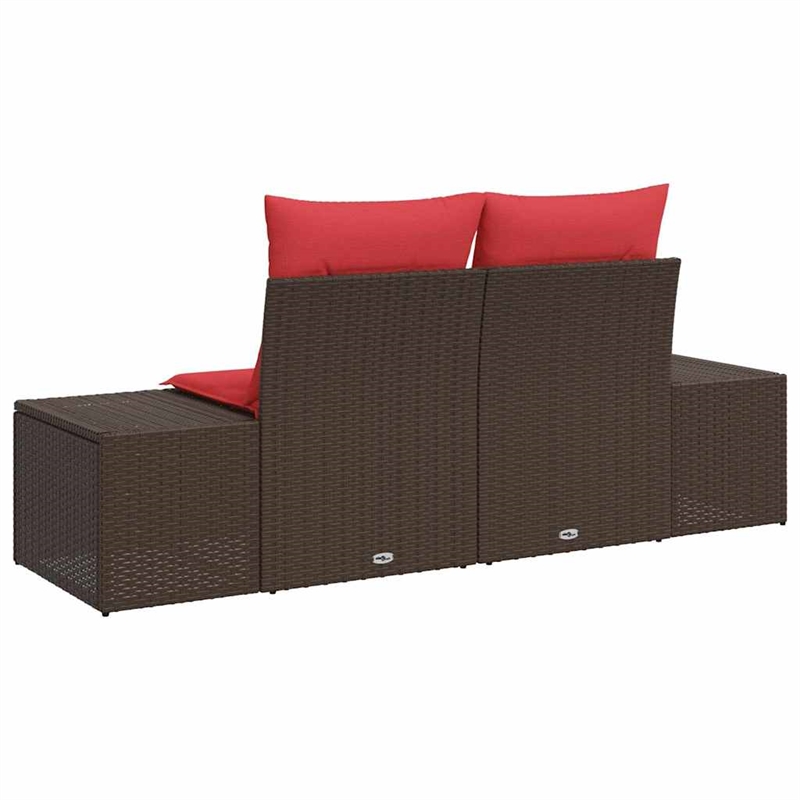 Afuera Living Brown Poly Rattan Garden Sofa With Cushions in Red