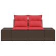 Afuera Living Brown Poly Rattan Garden Sofa With Cushions in Red