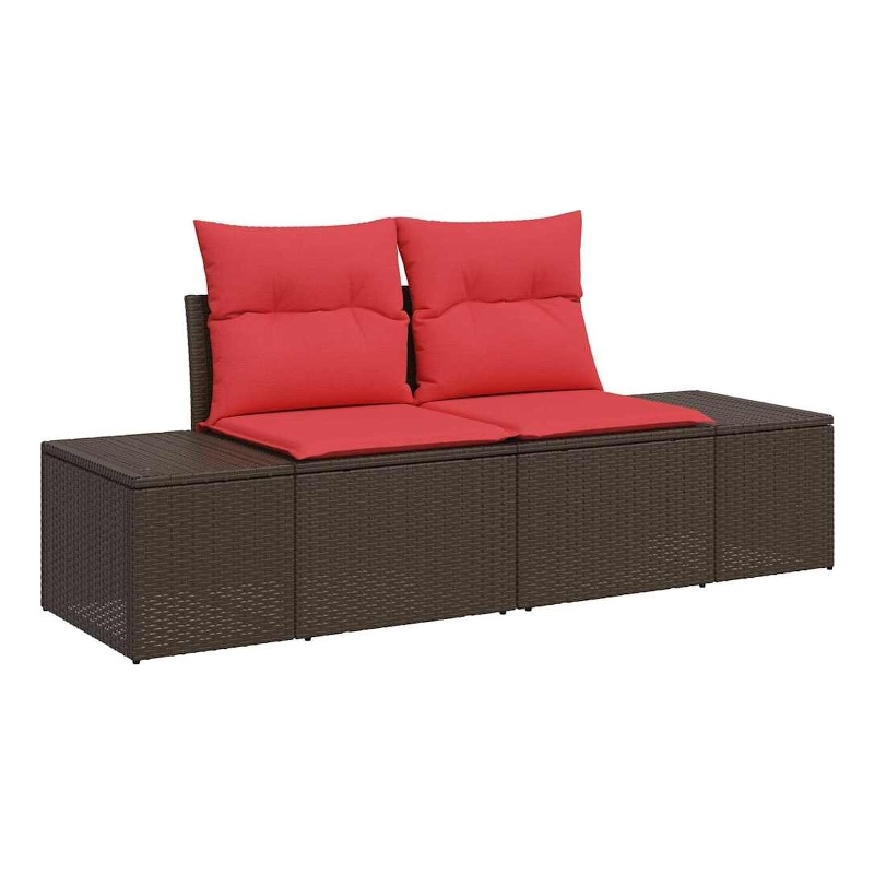 Afuera Living Brown Poly Rattan Garden Sofa With Cushions in Red