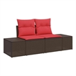 Afuera Living Brown Poly Rattan Garden Sofa With Cushions in Red