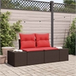 Afuera Living Brown Poly Rattan Garden Sofa With Cushions in Red