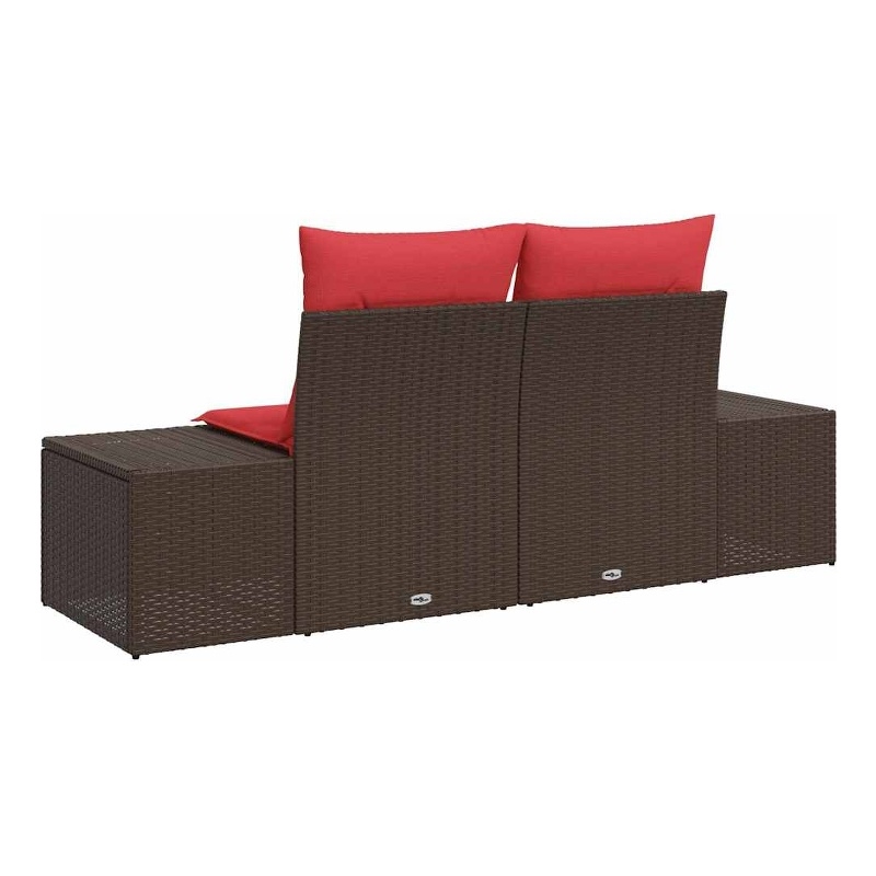 Afuera Living Brown Poly Rattan Garden Sofa With Cushions in Red