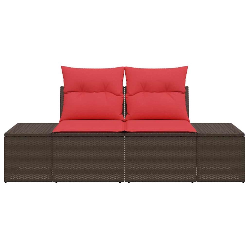Afuera Living Brown Poly Rattan Garden Sofa With Cushions in Red