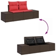 Afuera Living Brown Poly Rattan Garden Sofa With Cushions in Red