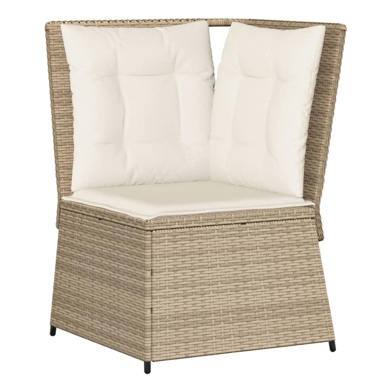 Afuera Living Single PE Rattan Patio Sofa With Adjustable Feet in Beige