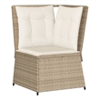 Afuera Living Single PE Rattan Patio Sofa With Adjustable Feet in Beige