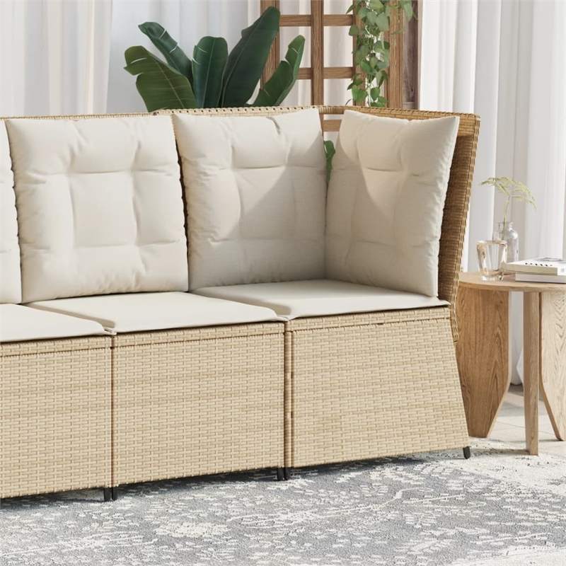 Afuera Living Single PE Rattan Patio Sofa With Adjustable Feet in Beige