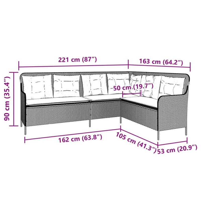 Afuera Living Contemporary Durable Rattan Garden Sofa in Gray