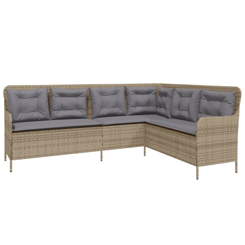 Afuera Living 5-Seater Poly Rattan And Powder-Coated Steel Patio Sofa in Beige