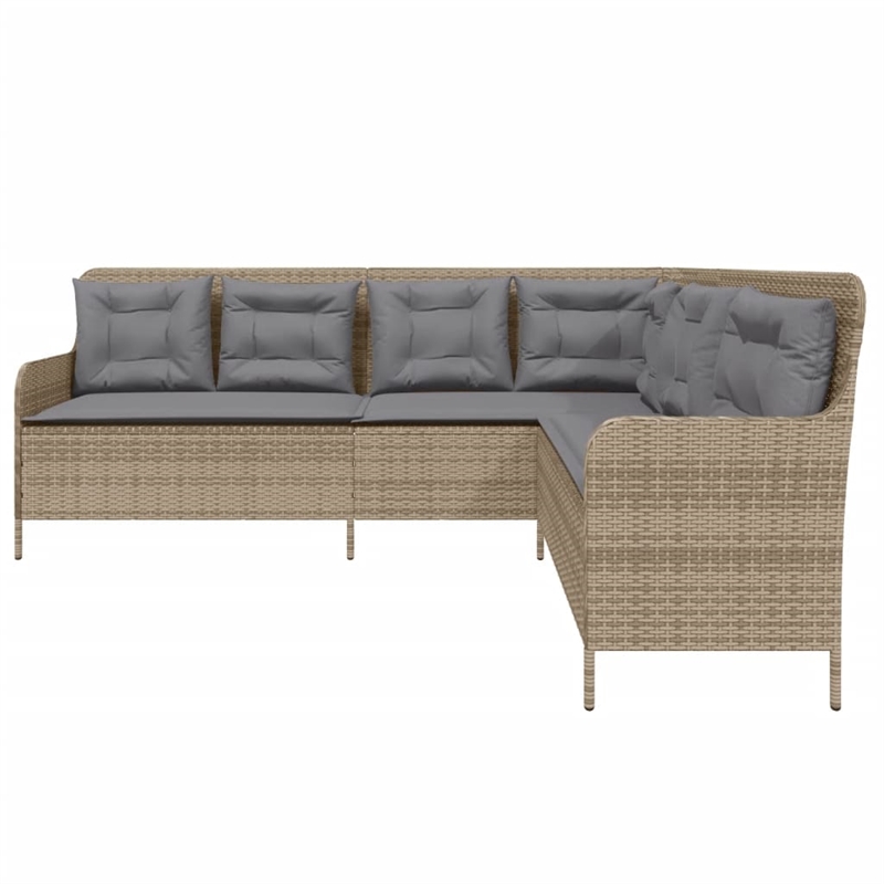 Afuera Living 5-Seater Poly Rattan And Powder-Coated Steel Patio Sofa in Beige
