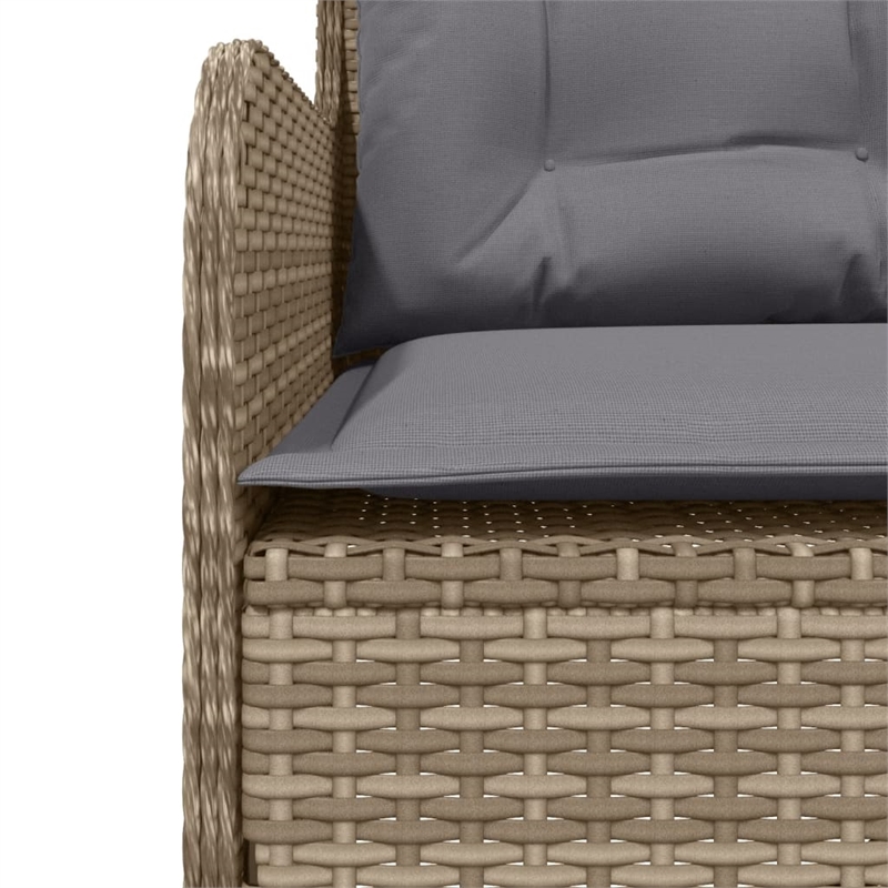 Afuera Living 5-Seater Poly Rattan And Powder-Coated Steel Patio Sofa in Beige