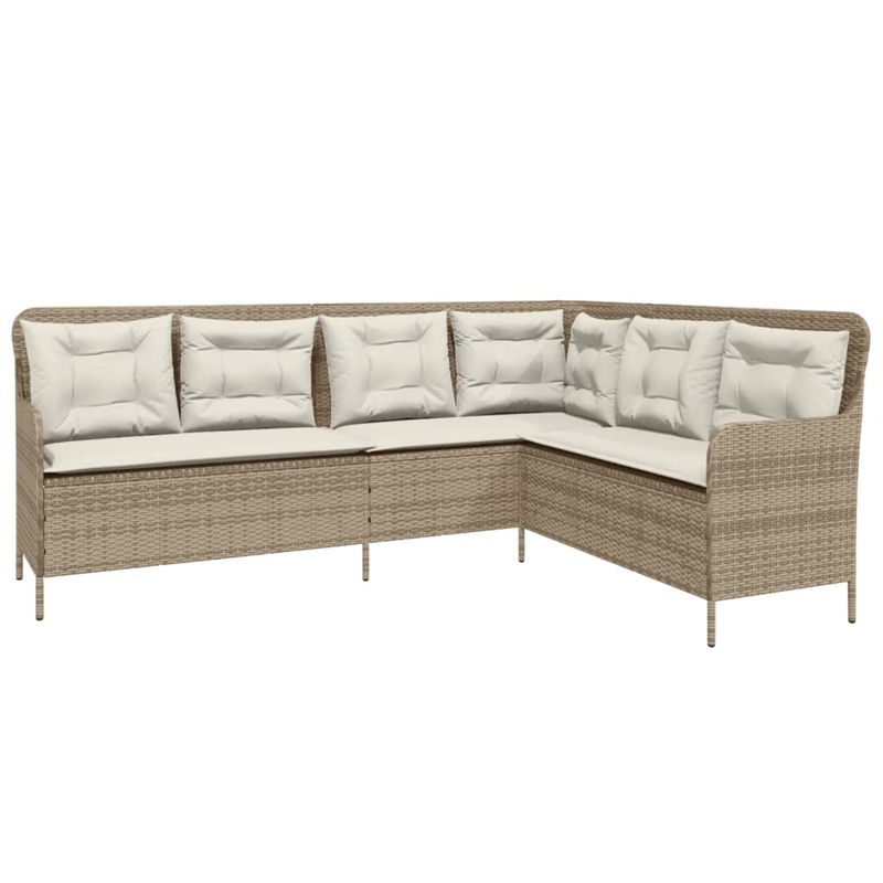 Afuera Living Poly Rattan & Powder-Coated Steel Patio Sofa in Beige & Cream