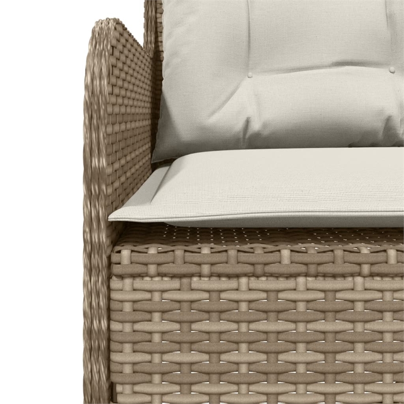 Afuera Living Poly Rattan & Powder-Coated Steel Patio Sofa in Beige & Cream
