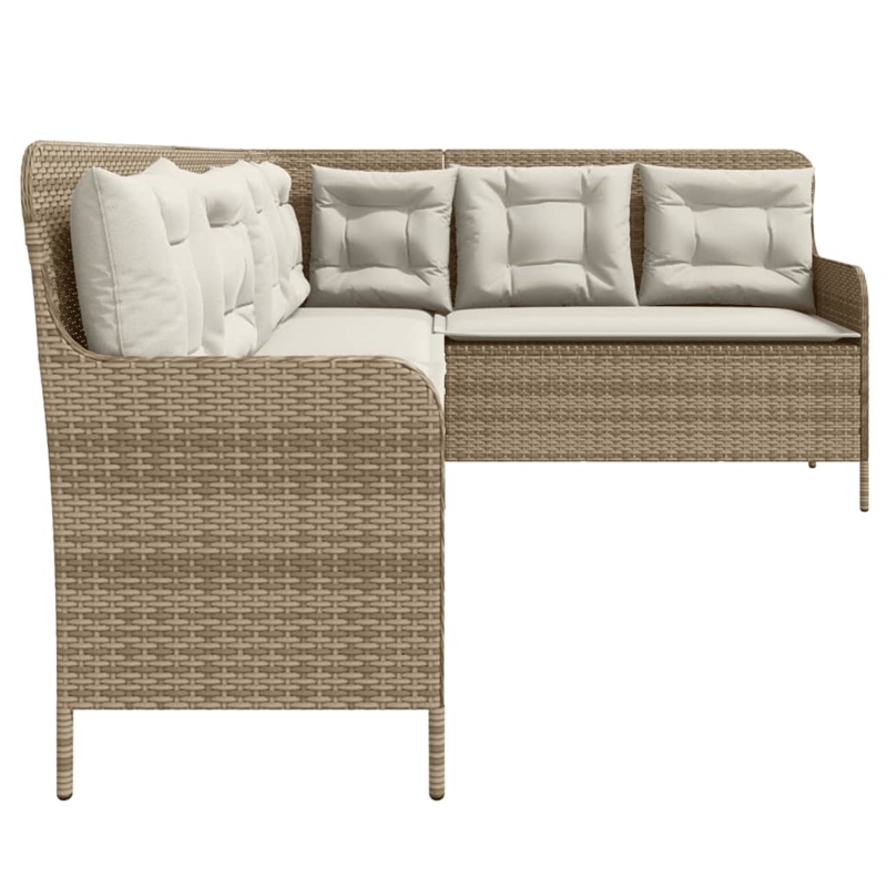 Afuera Living Poly Rattan & Powder-Coated Steel Patio Sofa in Beige & Cream