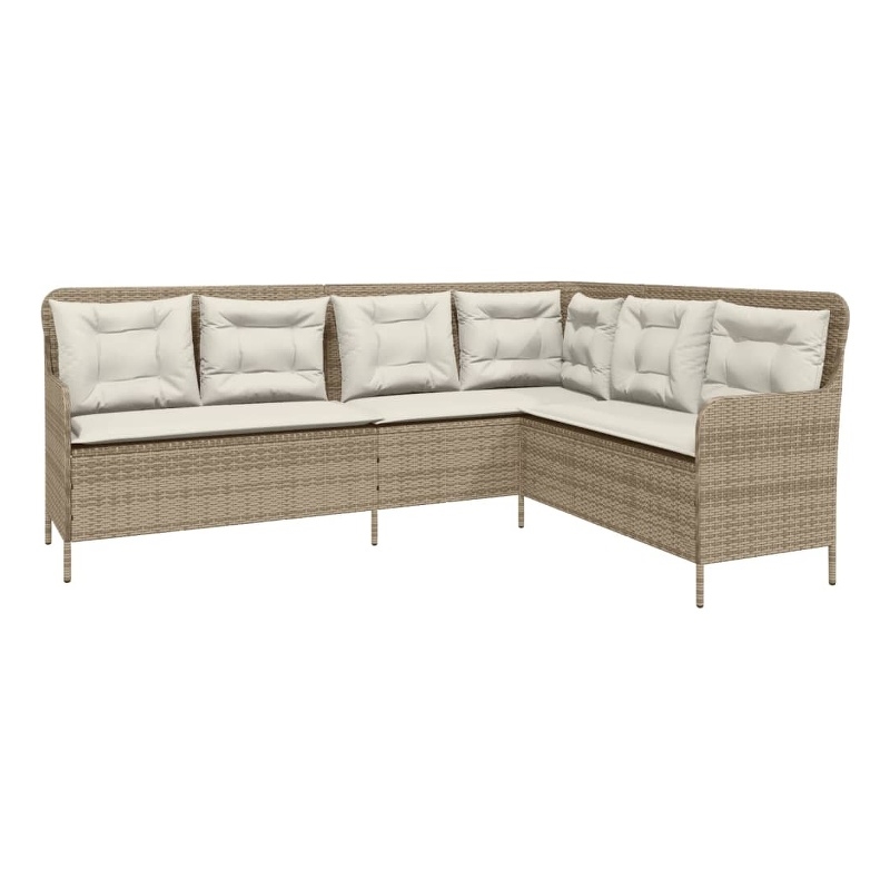 Afuera Living Poly Rattan & Powder-Coated Steel Patio Sofa in Beige & Cream