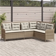 Afuera Living Poly Rattan & Powder-Coated Steel Patio Sofa in Beige & Cream