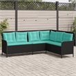 Afuera Living Contemporary Poly Rattan Patio Sofa in Black And Turquoise