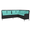 Afuera Living Contemporary Poly Rattan Patio Sofa in Black And Turquoise
