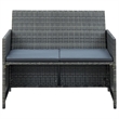 Afuera Living Contemporary 2-Seater PE Rattan Lightweight Sofa in Gray