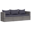 Afuera Living Contemporary 3 Piece Poly Rattan Garden Sofa Set in Gray