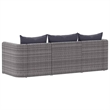 Afuera Living Contemporary 3 Piece Poly Rattan Garden Sofa Set in Gray
