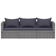 Afuera Living Contemporary 3 Piece Poly Rattan Garden Sofa Set in Gray