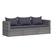 Afuera Living Contemporary 3 Piece Poly Rattan Garden Sofa Set in Gray