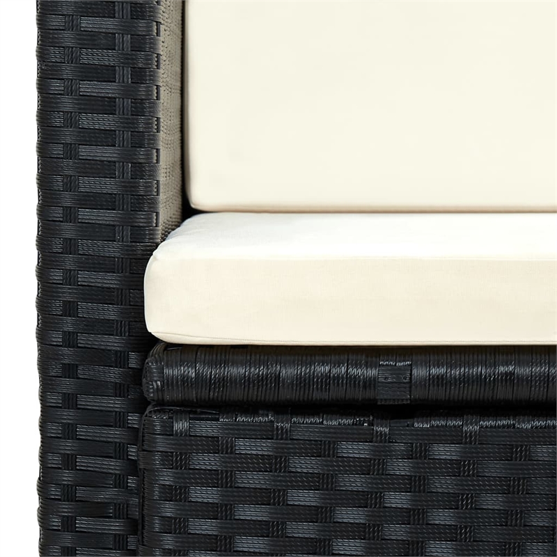 Afuera Living Contemporary PE Rattan Sofa With Removable Covers in Black
