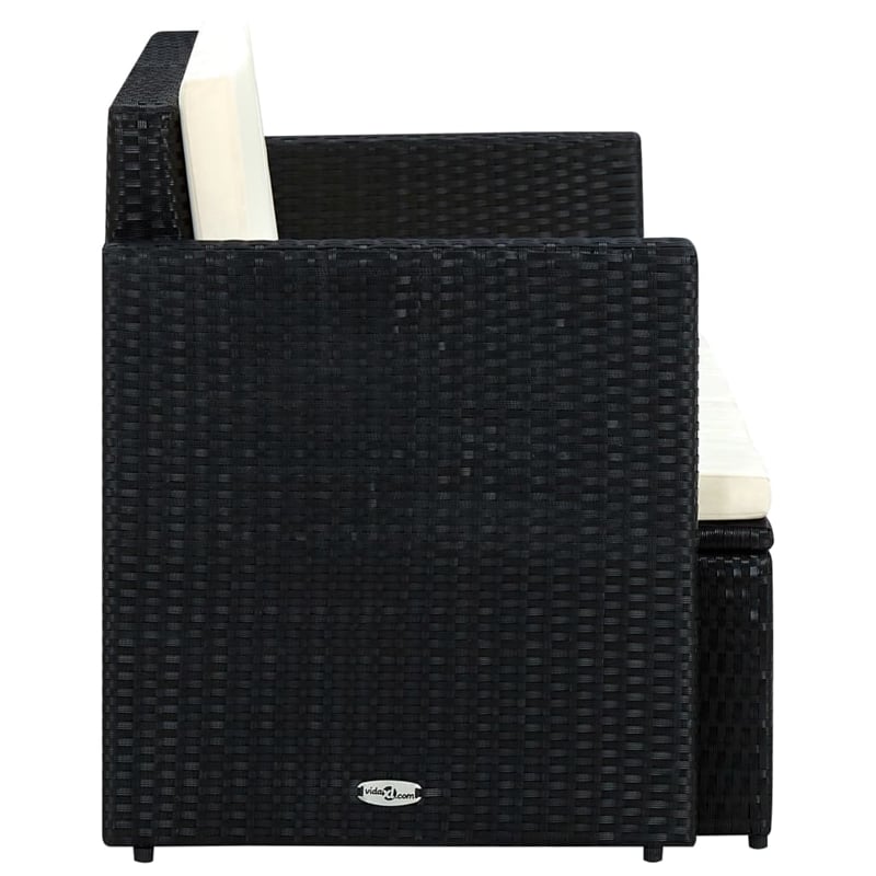 Afuera Living Contemporary PE Rattan Sofa With Removable Covers in Black