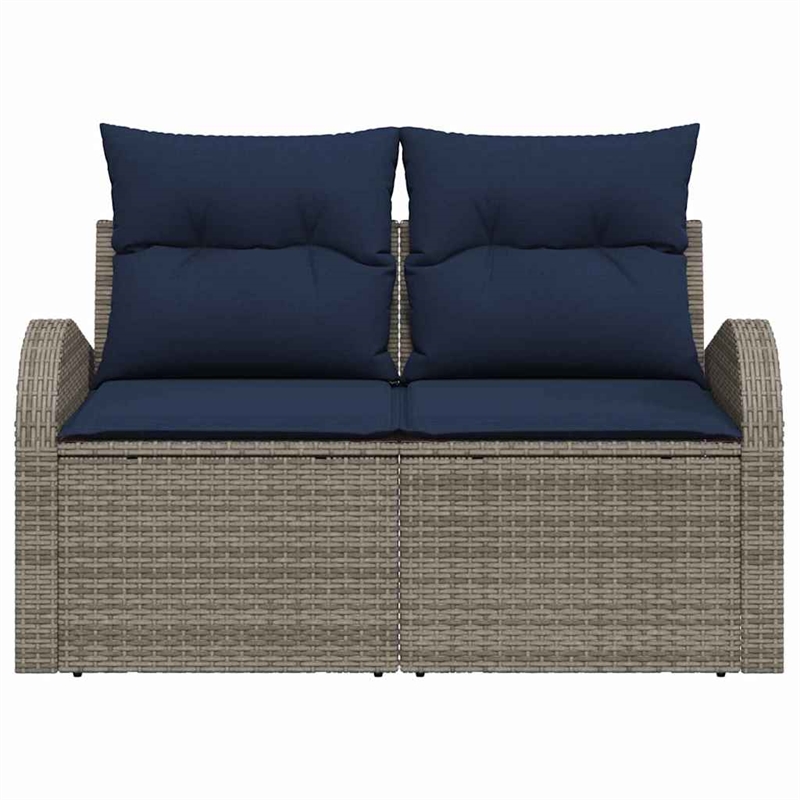 Afuera Living Contemporary Poly Rattan Garden Sofa With Cushion in Gray