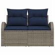 Afuera Living Contemporary Poly Rattan Garden Sofa With Cushion in Gray