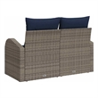 Afuera Living Contemporary Poly Rattan Garden Sofa With Cushion in Gray