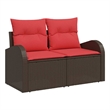 Afuera Living Contemporary Poly Rattan Garden Sofa With Cushion in Brown