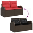 Afuera Living Contemporary Poly Rattan Garden Sofa With Cushion in Brown