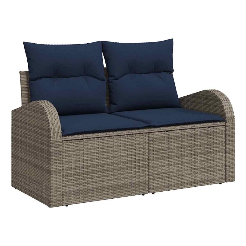 Afuera Living Contemporary Poly Rattan Garden Sofa With Cushion in Gray