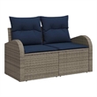 Afuera Living Contemporary Poly Rattan Garden Sofa With Cushion in Gray