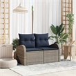 Afuera Living Contemporary Poly Rattan Garden Sofa With Cushion in Gray
