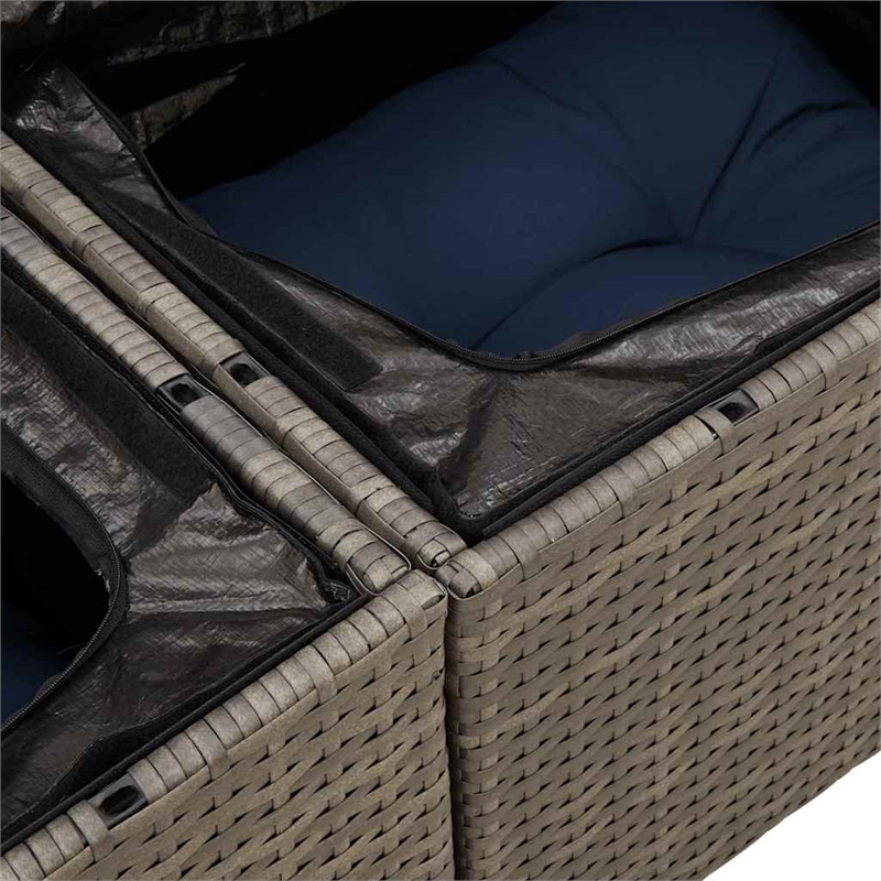 Afuera Living Contemporary Poly Rattan Garden Sofa With Cushion in Gray
