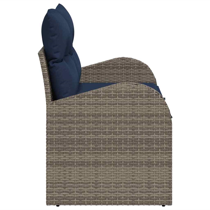 Afuera Living Contemporary Poly Rattan Garden Sofa With Cushion in Gray