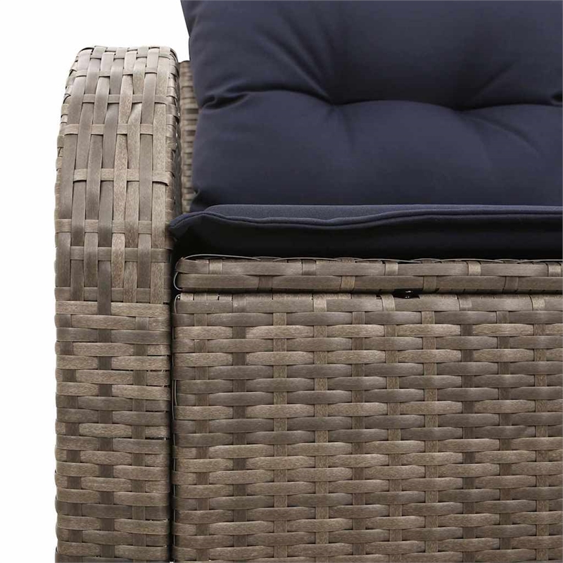 Afuera Living Contemporary Poly Rattan Garden Sofa With Cushion in Gray