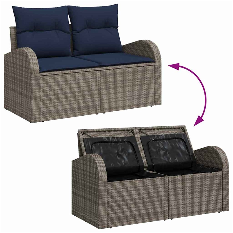 Afuera Living Contemporary Poly Rattan Garden Sofa With Cushion in Gray