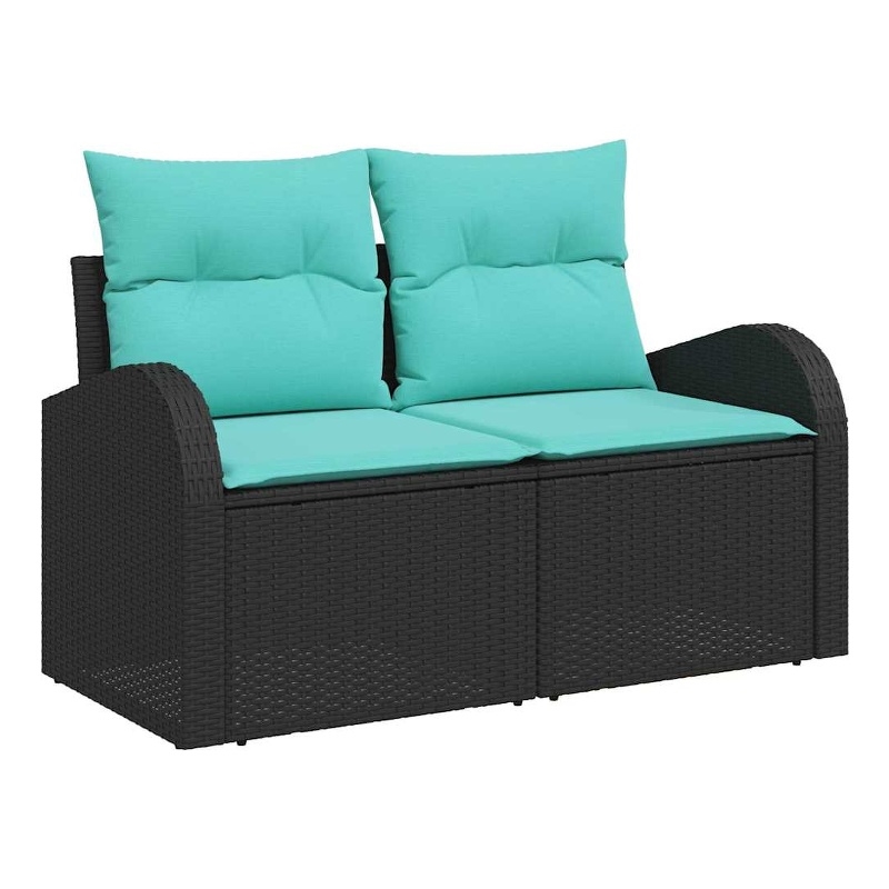 Afuera Living Contemporary Poly Rattan Garden Sofa With Cushion in Black