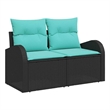 Afuera Living Contemporary Poly Rattan Garden Sofa With Cushion in Black